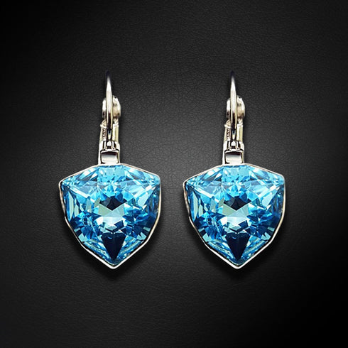 Auskarai „Bermudų trikampis (Akvamarino mėlyna)“ su Swarovski™ kristalais